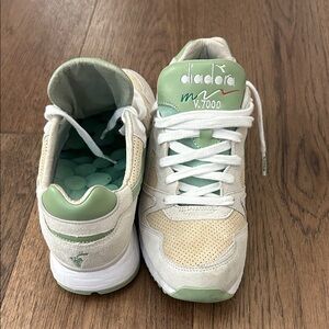 Diadora V7000 Mint Green and Beige Athletic Shoes